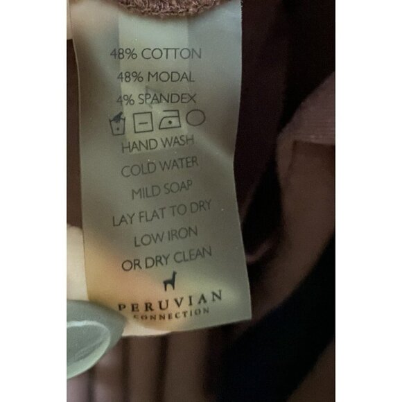 Peruvian Connection Womens XS Asymmetrical Hem Tunic Top Long Sleeve Maroon Boho - Picture 6 of 7